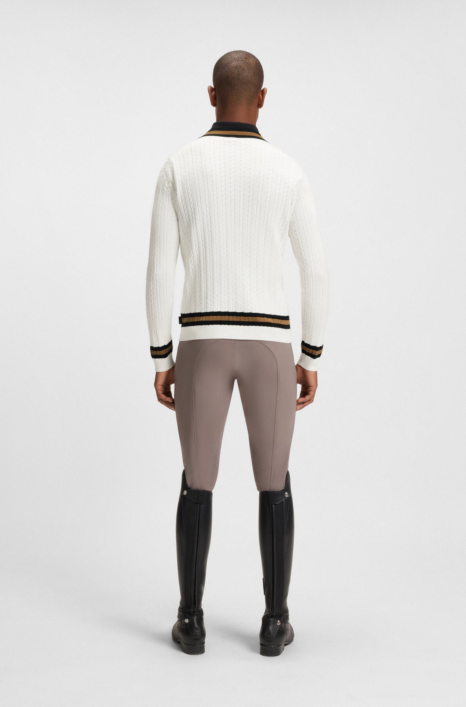 Boss Equestrian cotton sweater with cable knit stickade tröjor herr – bild 3