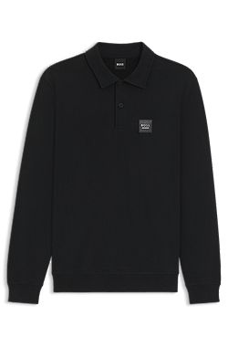 Equestrian stretch-cotton knit polo with logo patch