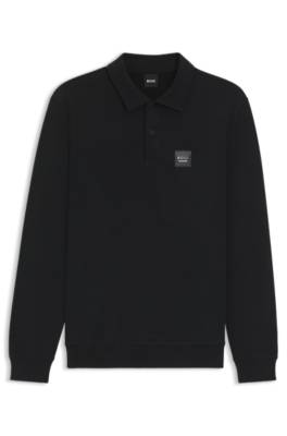 Equestrian stretch-cotton knit polo with logo patch 1