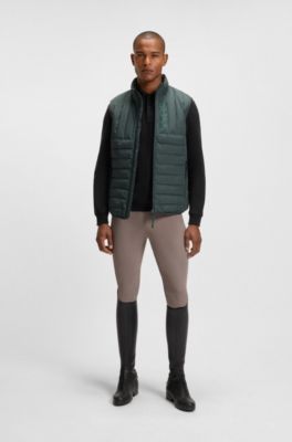 Gebreide polo voor ruiters met logopatch, van stretchkatoen, Zwart