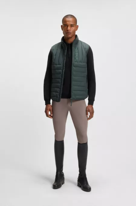 Equestrian stretch-cotton knit polo with logo patch