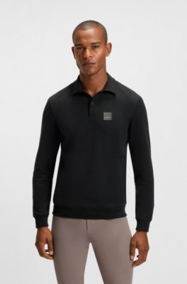 Boss Equestrian stretch-cotton knit polo with logo patch pikéer herr – bild 2