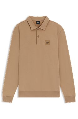 Equestrian stretch-cotton knit polo with logo patch