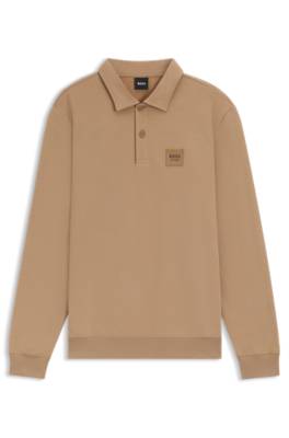 Equestrian stretch-cotton knit polo with logo patch 1
