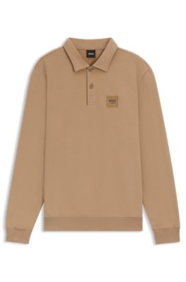 Equestrian stretch-cotton knit polo with logo patch