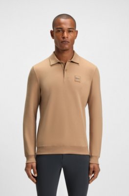 Boss Equestrian stretch-cotton knit polo with logo patch pikéer herr – bild 2