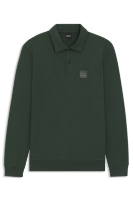 Equestrian stretch-cotton knit polo with logo patch