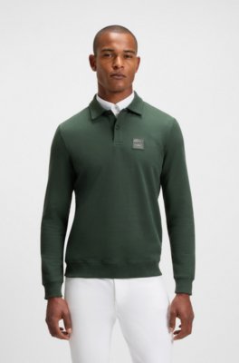 Boss Equestrian stretch-cotton knit polo with logo patch pikéer herr – bild 2