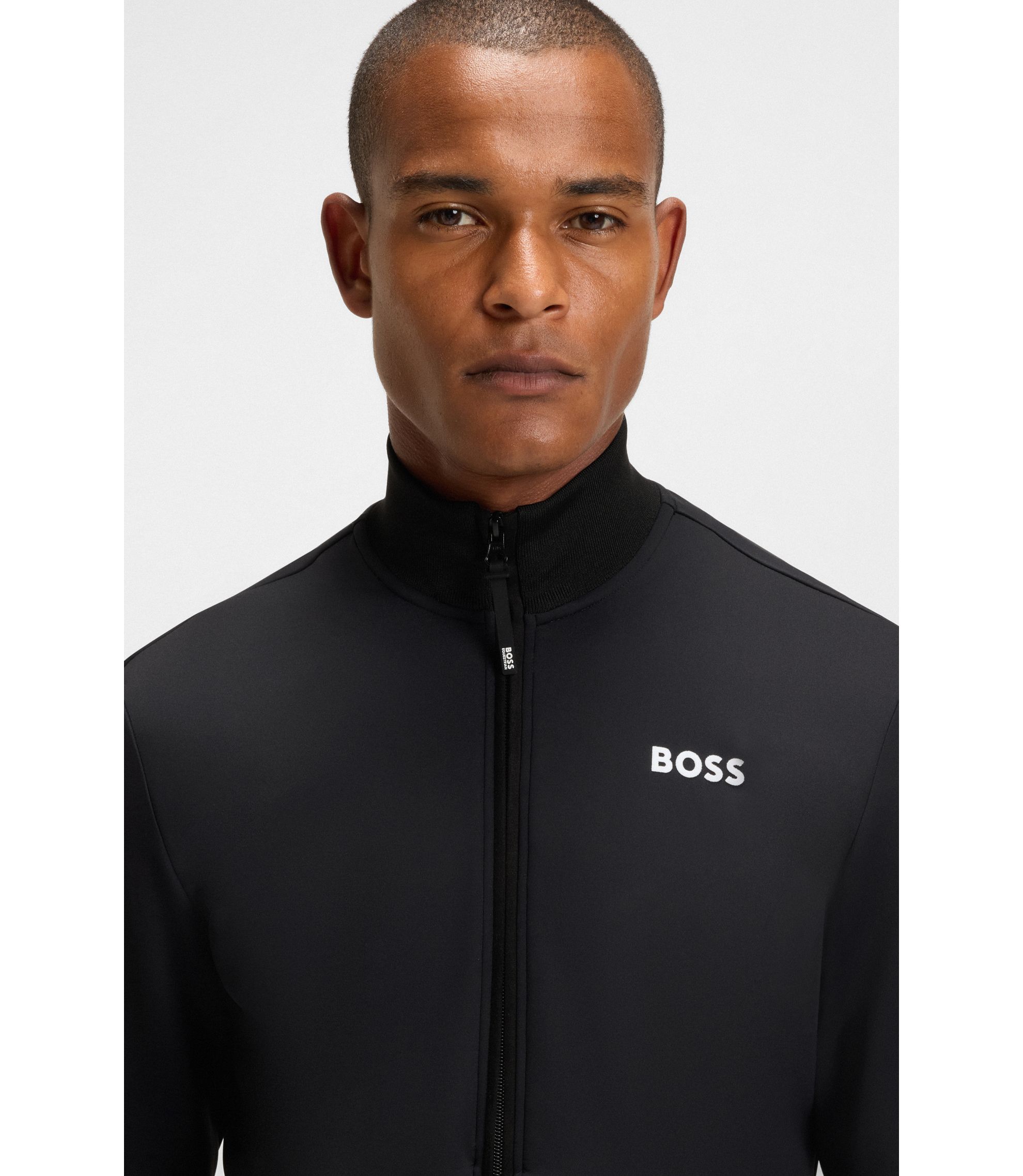 BOSS - Equestrian zip-up jacket with signature-stripe trims - Black