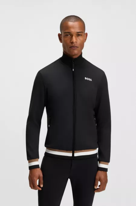 Equestrian zip-up jacket with signature-stripe trims