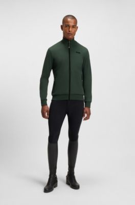 Equestrian zip-up jacket with signature-stripe trims, Dark Green