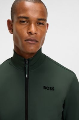 Equestrian zip-up jacket with signature-stripe trims, Dark Green