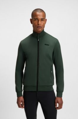 Equestrian zip-up jacket with signature-stripe trims, Dark Green