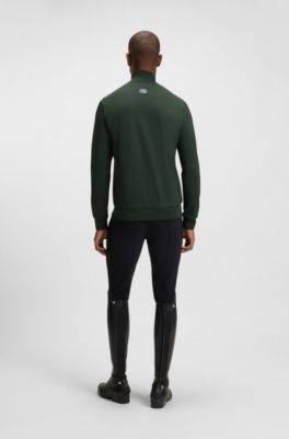 Equestrian zip-up jacket with signature-stripe trims, Dark Green