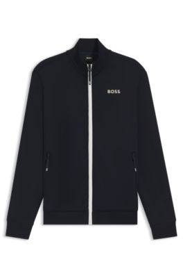 BOSS - Equestrian zip-up jacket with signature-stripe trims - Dark