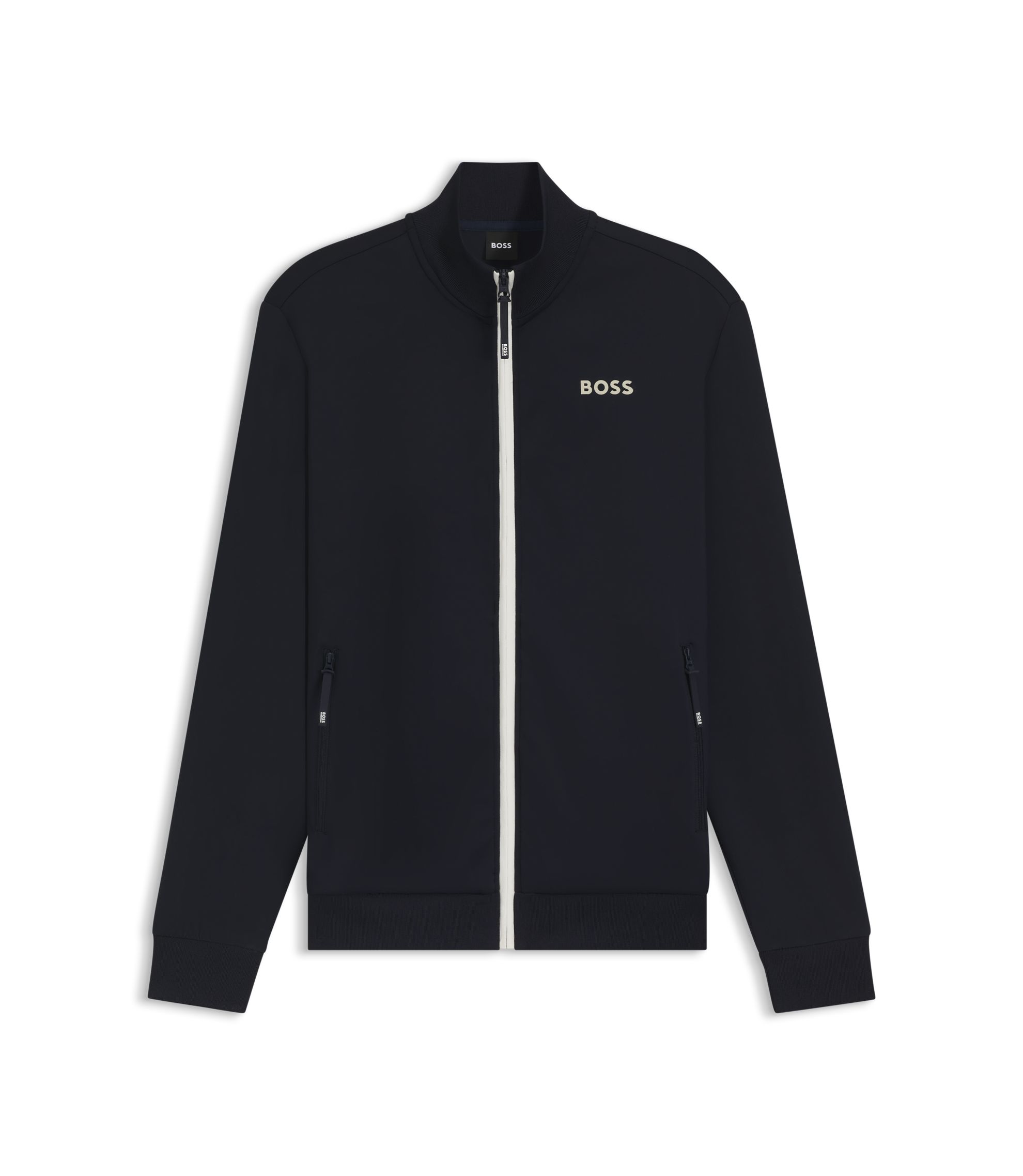 BOSS - Equestrian zip-up jacket with signature-stripe trims - Dark