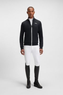 Equestrian zip-up jacket with signature-stripe trims, Dark Blue