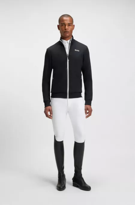 Equestrian zip-up jacket with signature-stripe trims