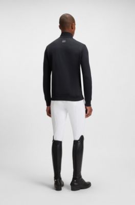 Equestrian zip-up jacket with signature-stripe trims, Dark Blue