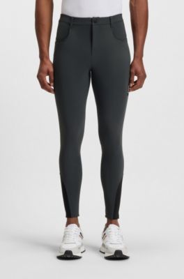 Pantalon d&rsquo;&eacute;quitation en tissu power-stretch &agrave; empi&egrave;cements agrippants au niveau des genoux, Vert sombre