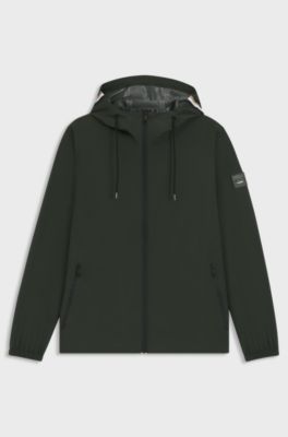 Equestrian waterproof jacket with adjustable hood, Dark Green