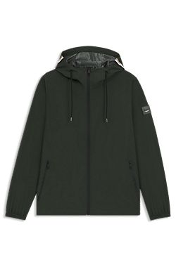 Equestrian waterproof jacket with adjustable hood