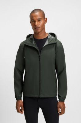 Equestrian waterproof jacket with adjustable hood, Dark Green
