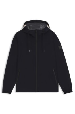 Equestrian waterproof jacket with adjustable hood