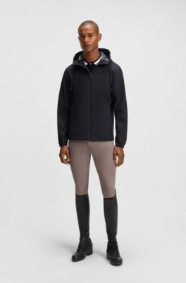 Chaqueta impermeable de equitaci&oacute;n con capucha ajustable, Azul oscuro