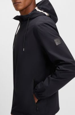 Chaqueta impermeable de equitaci&oacute;n con capucha ajustable, Azul oscuro
