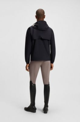 Wasserdichte Reitsport-Jacke mit verstellbarer Kapuze, Dunkelblau