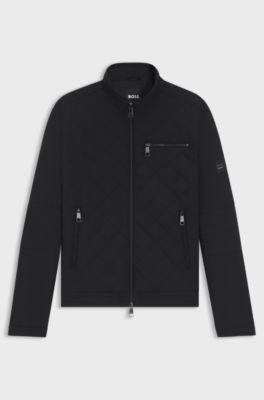Equestrian quilted jacket with water-repellent finish, Black