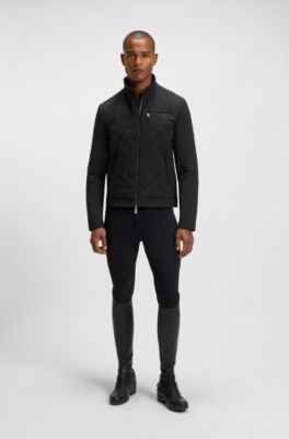 Equestrian quilted jacket with water-repellent finish, Black