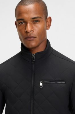 Equestrian quilted jacket with water-repellent finish, Black