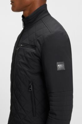 Equestrian quilted jacket with water-repellent finish, Black