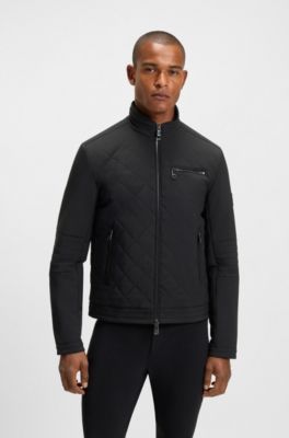 Equestrian quilted jacket with water-repellent finish, Black