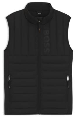 Equestrian waterproof gilet with vertical logo print 1