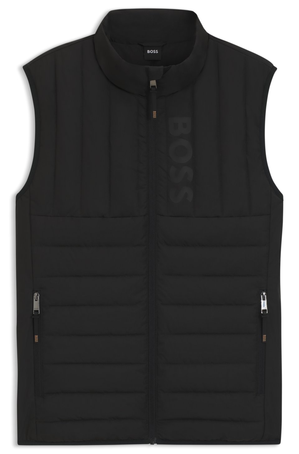 Equestrian waterproof gilet with vertical logo print