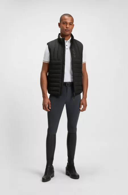 Equestrian waterproof gilet with vertical logo print