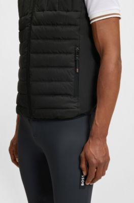 Equestrian waterproof gilet with vertical logo print, Zwart
