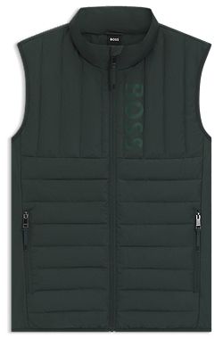 Equestrian waterproof gilet with vertical logo print