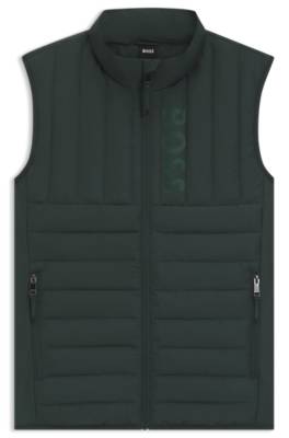Equestrian waterproof gilet with vertical logo print 1