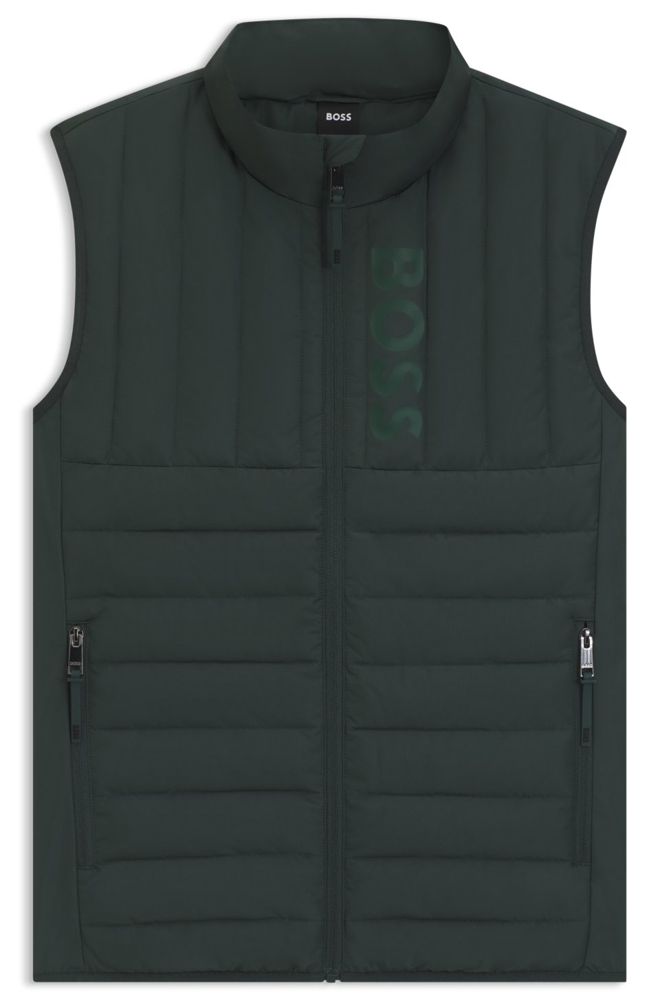 Equestrian waterproof gilet with vertical logo print