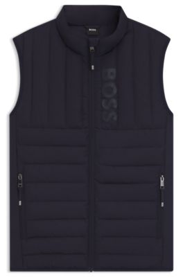 Equestrian waterproof gilet with vertical logo print