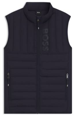 Equestrian waterproof gilet with vertical logo print 1