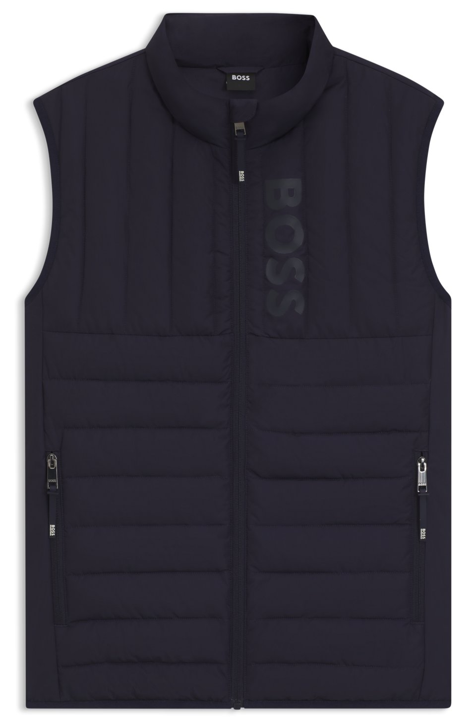 Equestrian waterproof gilet with vertical logo print