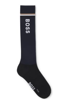 Equestrian riding socks with logo details, Dark Blue