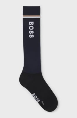 Equestrian riding socks with logo details, Dark Blue