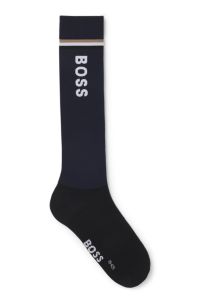 Equestrian riding socks with logo details, Dark Blue