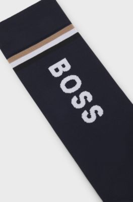 Equestrian riding socks with logo details, Dark Blue